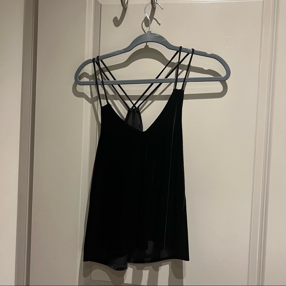 Black velvet tank top